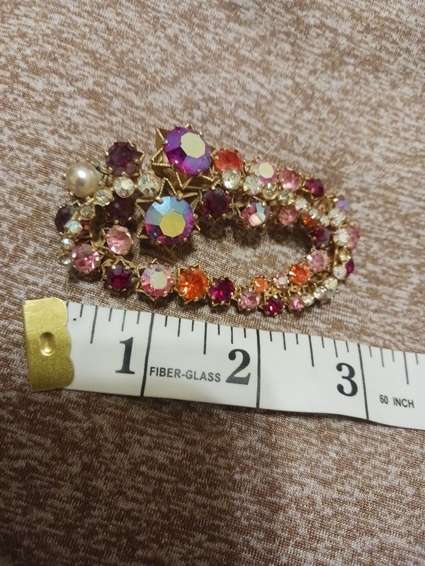 Vintage Signed Made In Austria Golden Topaz Crystal Glass Rhinestone Brooch