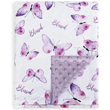 Best BORITAR Baby Blanket for Girls Soft Plush Minky Fabric, Double Layer Dotted