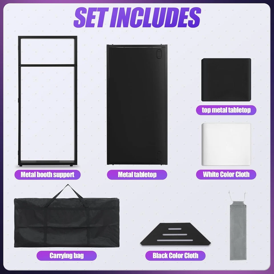Estación de mesa de fachada de DJ portátil 44"x41" cabina de eventos fachada marco plegable de metal Foto 4 de 4