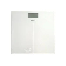 LETSFIT Digital Bathroom Scale  Tempered Glass WHITE  auto-on LCD Display modern