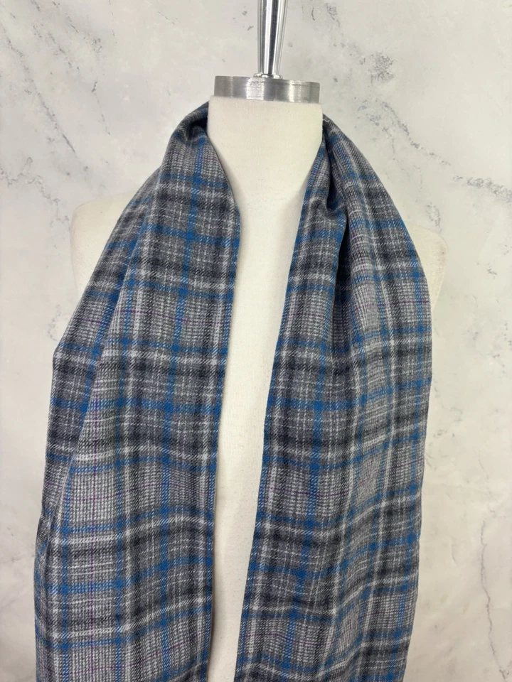 Bufanda a Cuadros Pendleton Vintage Años 70 100% Lana Virgen 9"x60” EE. UU. Azul Preppy Retro Foto 4 de 4