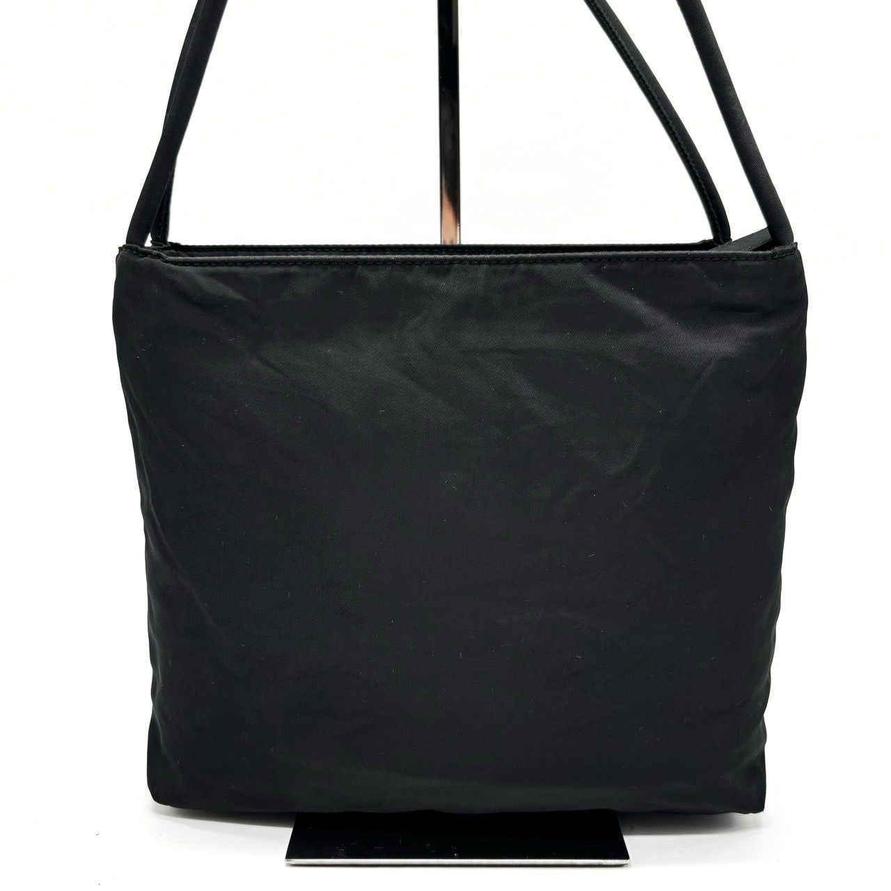 PRADA Totes Black Nylon Triangular Logo Plate Aut… - image 3