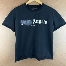 Palm Angels Paris Spray Painted Tee Black & Gray Men's Size Small Streetwear