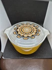 Pyrex Sol Flower Cinderella Casserole 473 Brown Black Gold USA Vintage 1969