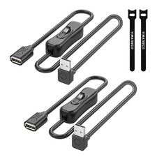 USB Power Switch Cable - 2Pcs Type-A 2.0 Male to Female Short USB Extension C...