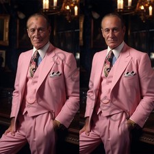 Pink Men's Suits Peak Lapel Formal Wedding Groom Tuxedos Party Prom Three Pieces