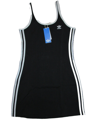 Adidas Originals Adicolor Women's size L Stretch Tank Black White 3-S Midi  Dress | eBay