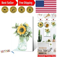 Framed Sunflower Paint by Numbers Kit - Family Activity for All Ages 9x12