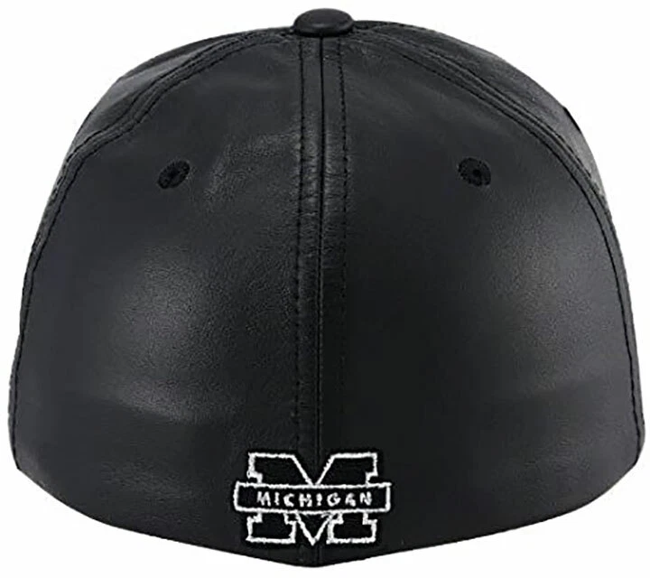 Boné ajustável de couro preto NCAA Michigan Wolverines tamanho médio 7-7 3/8 - Imagem 2 de 2