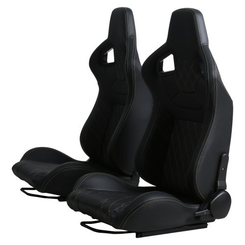 1 Pair Car Racing Seats Bucket Sport Seats PVC Leather W/Double Sliders Kit US eBay