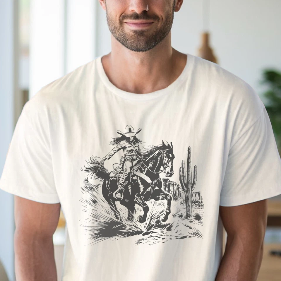 Camiseta vaquera jinete de caballo camisa gráfica occidental Foto 4 de 4