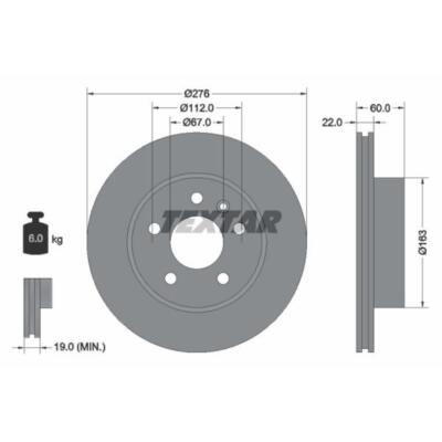 TEXTAR 2x Bremsscheibe vorne Ø276 mm für Mercedes-Benz Vito Bus 638 112 CDI 2.2