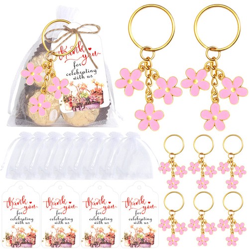 12 Set Flower Keychain Party Favors Set Flower Keyring Flower Charm FleU ventes exceptionnelles *