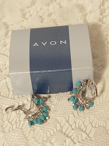 Avon Aqua Beaded Hoop Earrings Jewelry 2001 tblaw1 - Picture 7 of 12
