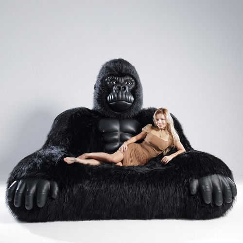 Gorilla Inflatable Luxury Sofa Furry Furniture for Lounging, Gaming, Movie Night - Picture 27 of 69