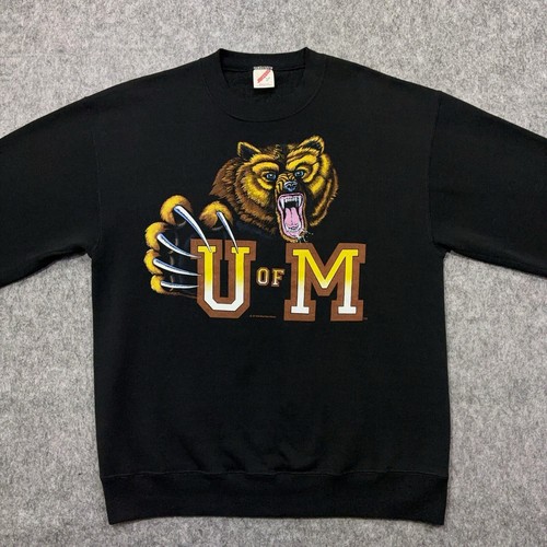 Vtg Jerzees University Of Montana Grizzlies Sweatshirt Adult Large Black 80s USA - Picture 4 of 9