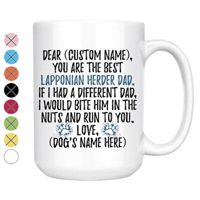 Personalized Lapponian Herder Dog Dad Mug, Lapland Reindeer Dog Owner Men Gift