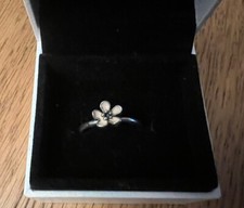 Pandora Pink Cherry Blossom Ring Size 50 Sterling Silver Good Used Condition