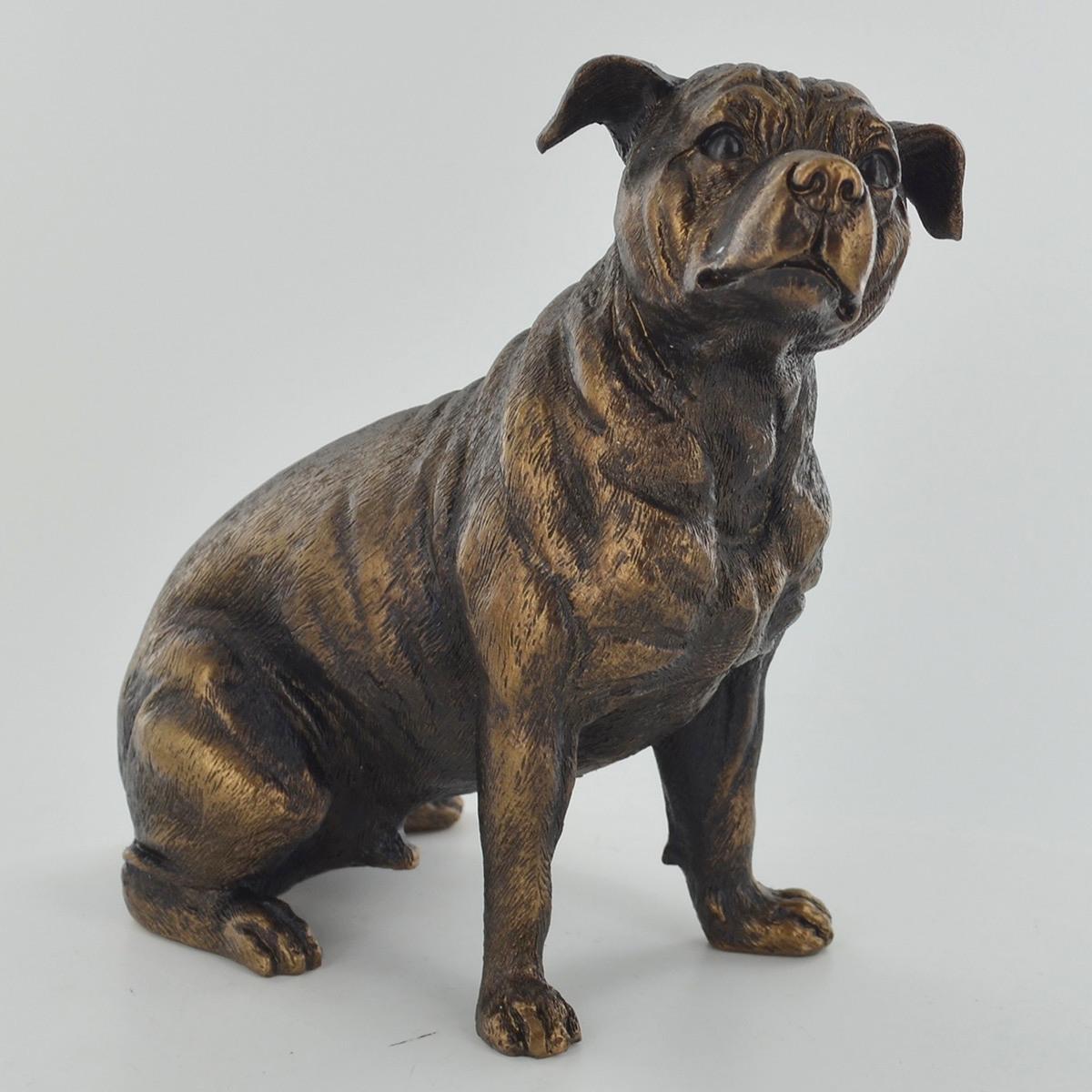 Staffordshire Bull Terrier Dog Bronze Sculpture