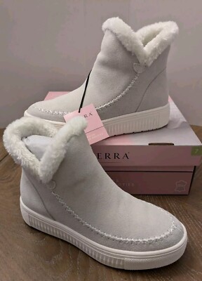 SERRA Ladies Sneaker Booties Suede Leather Faux Fur Lining Leight