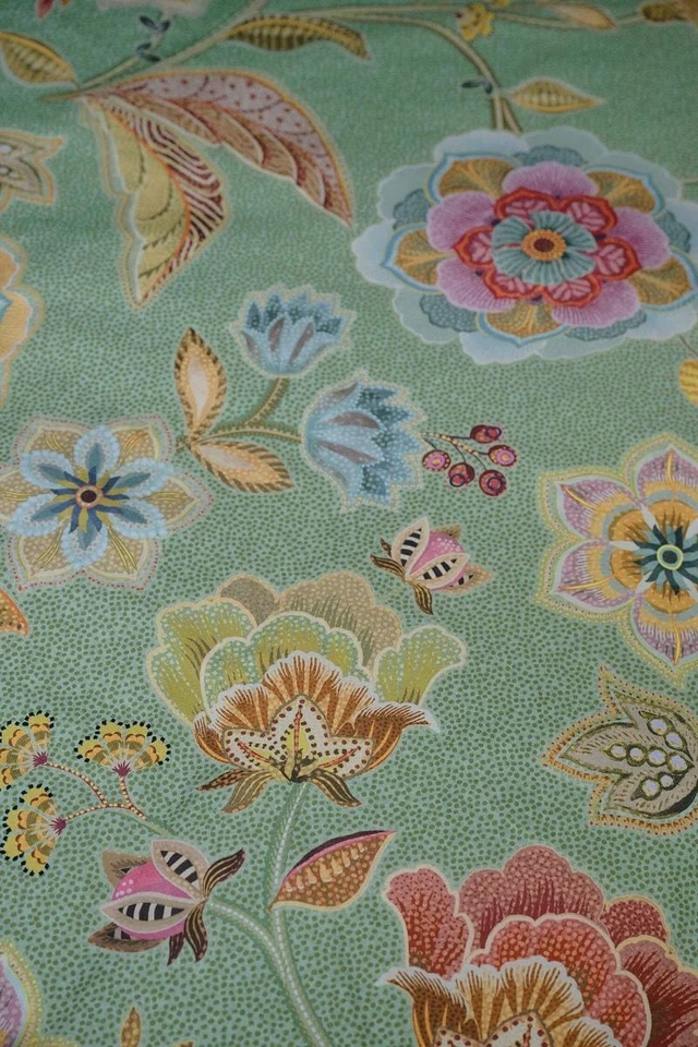 Biancheria da letto PIP Studio Percalle 155x220 Matata Green Flower fiori viticci reversibile - Immagine 3 di 4