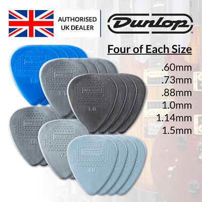 Jim Dunlop Nylon Standard Max Grip Plektren - vier von jeder Größe - 24er Pack JD-499P