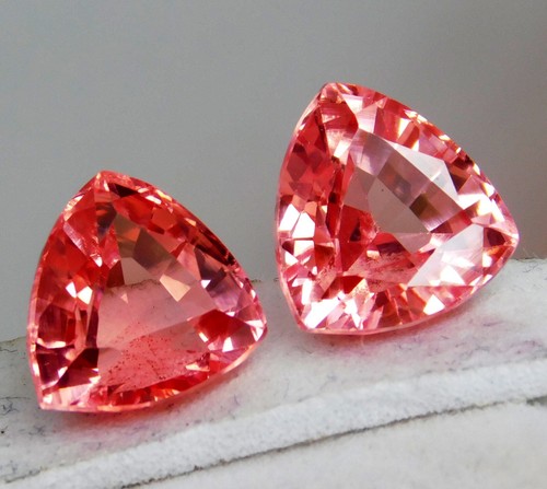 Natural 13.50 Ct Brazilian Rose Pink Morganite Trillion Certified Gemstone Pair - Picture 10 of 17