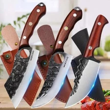 Stainless Steel Kitchen Chef knife Meat Cleaver Boning Knife Set Fit Camping BBQ