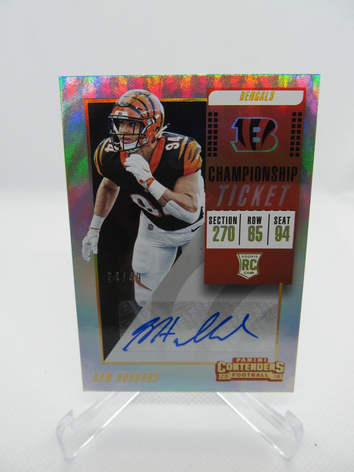 2018 Panini Contenders Rookie Ticket Auto Sam Hubbard #270 Rookie Auto RC /49