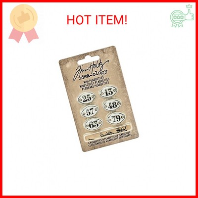 Tim Holtz Idea-ology Mini Plaquettes, Small Metal Numbered Plates 6-Pack, 1/2 x 