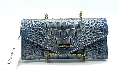 Brahmin Melbourne Veronica Clutch Serenity Blue Leather Ombre NWT Rare