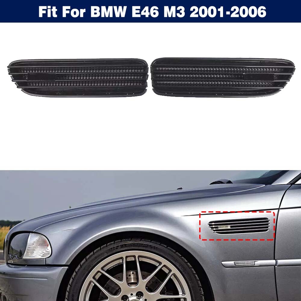 Replacement Glossy Black Side Grill Grille Fender Vents For BMW