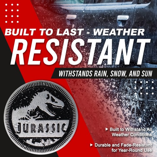 Jurassic Emblem Custom Metal Badge 3D Decal Sticker for Car Truck SUV 4x4 Black - Picture 4 of 6