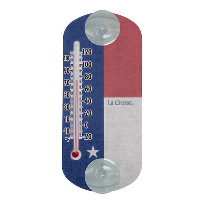 204-1520TX La Crosse 8'' Capillary Indoor/Outdoor Window Thermometer - Americana