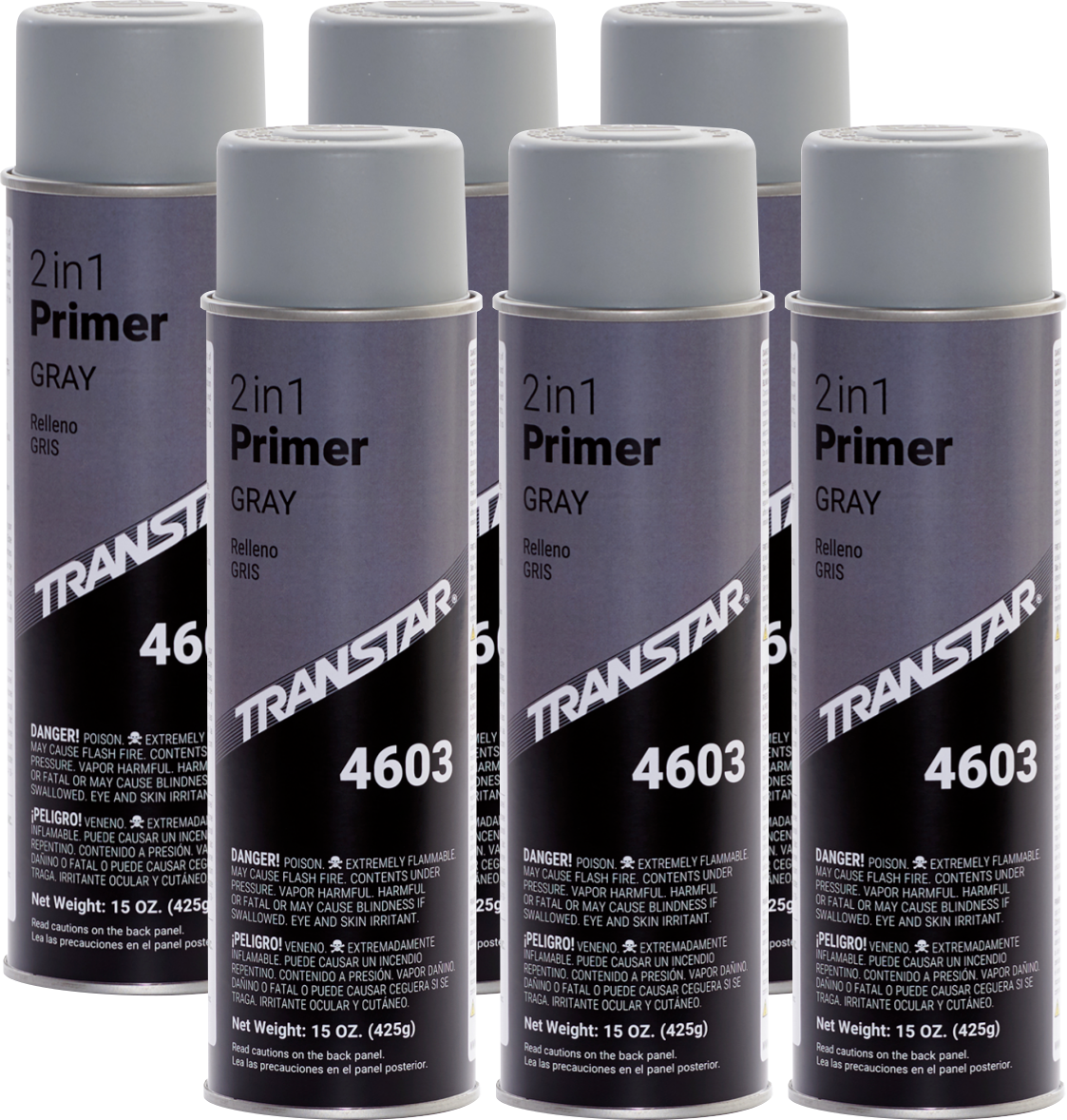 Transtar 2 in 1 Auto Body Primer Gray Aerosol Spray Can, 4603