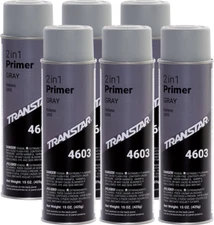 Transtar 2 in 1 Primer Gray, Aerosol, 4603 - Lot Of 6 Cans