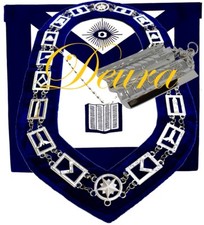 Masonic Master Mason CHAPLAIN HOLY BIBLE SILVER Jewel Collar EMBROIDERED Apron