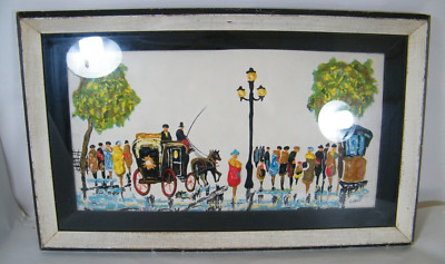 ELMO GIDEON 3D PAINTING FRAMED 26 1/2'' X 16'' STREET SCENE RAISED ART