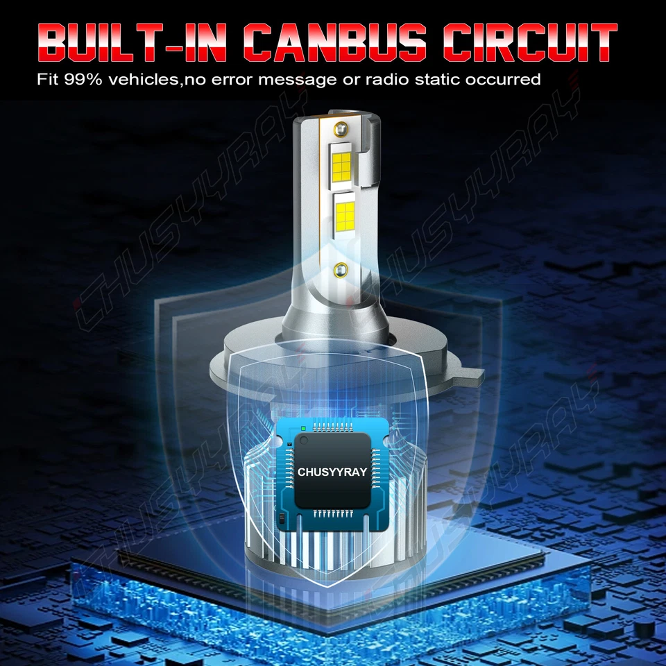 For Chevrolet Aveo 2009-2016 LED Headlight Kit+Fog Light Bulbs Combo 6500K White - Image 4 of 4