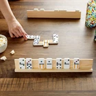 4 Packs Domino Tray Wooden Domino Racks Domino Holders Mexican Train Mahjong