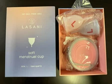 Soft Reusable Menstrual Cup 12 Hr COMFORT-W/2 DISPOSABLE DISCS Size L Rose Quart