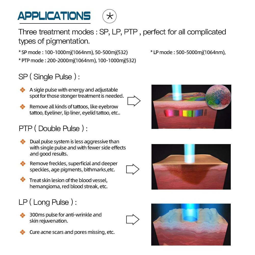 Picosecond Laser Tattoo Removal ND YAG Q Switch Laser Eyebrow Removal Machine