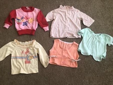 Vintage Baby Girl Clothes 12-24 Months Mothercare Yellow Shirt,Butterfly Sweater