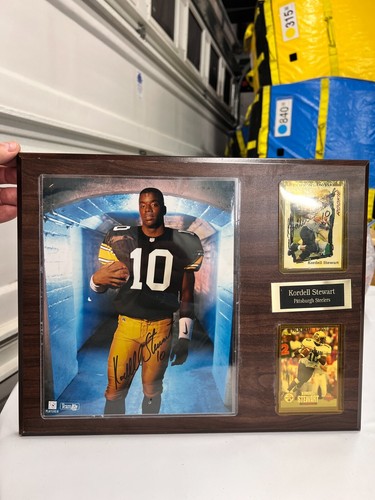 RARE KORDELL STEWART AUTO SIGNED PLAQUE PITTSBURGH STEELERS 12 x 15 INCHES