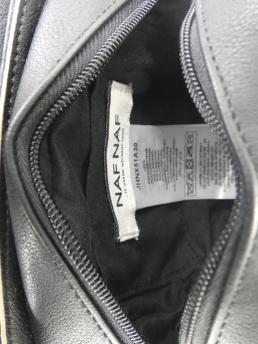 NAF NAF Bolso Bandolera Cartera Solapa Sobre Negro Cuero PU Correa Ajustable Borla - Imagen 11 de 22