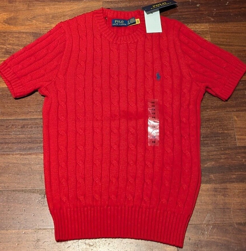 Women's Polo Ralph Lauren Short Sleeve Cable Knit Crewneck
