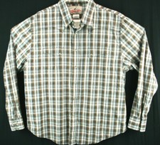 Wrangler Mens Sz XL Shirt Brown Western Plaid Marble Snap Stitch detail