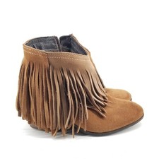 B31 TAOS Womens Brown Suede Leather Ankle Boots Zip Up Booties Size 36 US 5.5