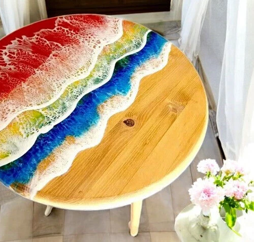 Mesa de oficina multi onda oceánica 30" resina epoxi balcón muebles pasillo decoración Foto 2 de 4