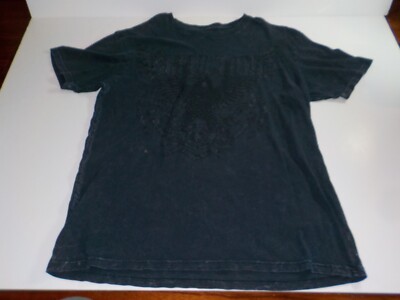 Affliction Live Fast Shirt Mens Large Black Eagle Wings Sword Skulls TShirt